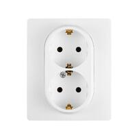 Розетка 2-м СП Etika 16А IP20 250В 2P+E с заземл. немецк. стандарт винт. клеммы в сборе бел. Leg 672223 - УПС инжиниринг