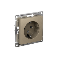 Розетка 1-м СП AtlasDesign 16А IP20 с заземл. механизм шампань SE ATN000543 - УПС инжиниринг