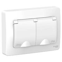 Розетка 2-м СП Blanca 16А IP44 250В с заземл. защ. шторки с крышкой бел. SE BLNRS441121 - УПС инжиниринг