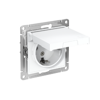 Розетка AtlasDesign 16А IP20 с заземл. защ. шторки с крышкой механизм лотос SE ATN001346 - УПС инжиниринг