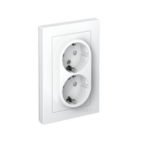 Розетка двойная AtlasDesign с заземл. со шторками 16А в сборе лотос SE ATN001326 - УПС инжиниринг