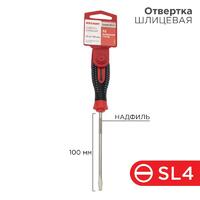 Отвертка шлицевая SL 4х100мм трехкомпонентн. рукоятка сталь S2 Rexant 12-6424-1 - УПС инжиниринг