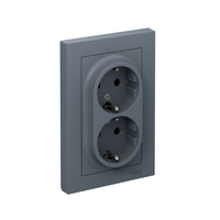 Розетка 2-м СП AtlasDesign 16А IP20 с заземл. защ. шторки в сборе грифель SE ATN000726 - УПС инжиниринг