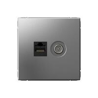 Розетка компьютерная + телевизионная 2-м СП ArtGallery RJ45 кат.5E + TV механизм сталь SE GAL000989 - УПС инжиниринг