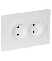 Розетка 2-м СП FORTE&PIANO FP225 10А без заземл. защ. шторки безвинт. крепл. бел. IEK FP-R23-10-1-K01 - УПС инжиниринг