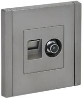 Розетка 2-м TV+RJ45 кат.5E FORTE&PIANO FP536 сталь IEK FP-AK20-1-K46 - УПС инжиниринг