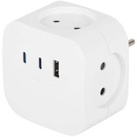 Разветвитель 4-м SP-4-3USBAC-W + 3 USB A+C со шторками 10А бел. Эра Б0069083 - УПС инжиниринг