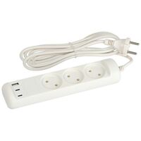 Удлинитель электрический U-3-3m-USB-W 3 розетки + 3xUSB A+C 3м 10А бел. Эра Б0069076 - УПС инжиниринг