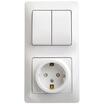 Блок комбинированный Glossa (розетка защ. шторки с заземл.+ 2-кл. выкл.) бел. SE GSL000174 - УПС инжиниринг