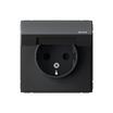 Розетка ArtGallery 16А IP44 с заземл. защ. шторки с крышкой механизм карбон SE GAL441046 - УПС инжиниринг