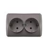 Розетка 2-м ОП Клио 16А IP44 с заземл. сер. UNIVersal К2231-Gr - УПС инжиниринг