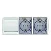 Блок ОП Клио 1-кл. выкл. 10А + розетка 2-м 16А 250В с заземл. с прозр. крышкой бел. Universal К2238 - УПС инжиниринг