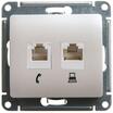 Розетка компьютерная + телефонная 2-м СП Glossa RJ45 + RJ11 кат.5E механизм перламутр SE GSL000685 - УПС инжиниринг