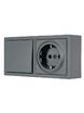 Блок ОП LETO (1-кл. выключатель + 1-м розетка с заземл.) горизонт. графит LEZARD 752-3400-170BAP - УПС инжиниринг