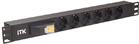 Блок розеток 6 мест PDU (немец. станд.) с автоматом 1U вход С14 без шнура ITK PH21-6D3 - УПС инжиниринг