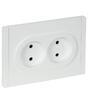 Розетка 2-м СП FORTE&PIANO FP225 10А без заземл. защ. шторки безвинт. крепл. бел. IEK FP-R23-10-1-K01 - УПС инжиниринг