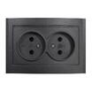 Розетка 2-м СП Бриллиант 16А IP20 без заземл. в сборе графит Universal 7947519-Gr - УПС инжиниринг