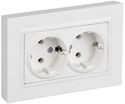 Розетка 2-м СП BRITE РСПл12-3-БрАБ 16А в сборе с заземл. без защ. шторок плоская арктич. бел. IEK BR-R27-16-K91-F - УПС инжиниринг