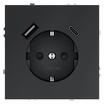 Розетка 1-м СП S70 16А с USB A+С с заземл. защ. шторки механизм графит Voltum VLS040507 - УПС инжиниринг