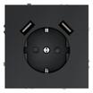 Розетка 1-м СП S70 16А с USB A+A с заземл. защ. шторки механизм графит Voltum VLS040407 - УПС инжиниринг