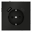 Розетка 1-м СП S70 16А с USB A+С с заземл. защ. шторки механизм черн. матов. Voltum VLS040508 - УПС инжиниринг