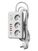 Удлинитель с сетевым фильтром 3х3м 10А 4USB + 2USBC 2500Вт ПВС 3х1 прямоуг. бел. КОСМОС FKsm3m-3gPF(W)USB - УПС инжиниринг