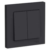 Выключатель 2-кл. СП AtlasDesign 10А IP20 (сх. 5) 10AX в сборе карбон SE ATN001052 - УПС инжиниринг