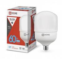 Лампа светодиодная высокомощная LED-HP-PRO 60Вт цилиндр 6500К холод. бел. E27 5700лм 230В с адаптером E40 IN HOME 4690612031132 - УПС инжиниринг