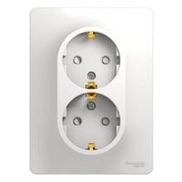 Розетка 2-м СП Glossa 16А IP20 с заземл. защ. шторки в сборе бел. SE GSL000126 - УПС инжиниринг