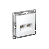 Розетка компьютерная 2-м AtlasDesign RJ45 кат.6A механизм бел. SE ATN000188 - УПС инжиниринг