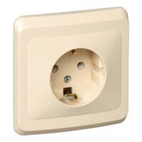 Розетка 1-м СП Этюд 16А IP20 250В с заземл. без защ. шторок крем. SE PC16-003K - УПС инжиниринг