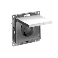 Розетка 1-м СП AtlasDesign 16А IP20 с заземл. защ. шторки с крышкой механизм сталь SE ATN000946 - УПС инжиниринг