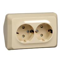 Розетка угловая 2-м ОП Этюд 16А IP20 250В с заземл. защ. шторки крем. SE PA16-108K - УПС инжиниринг