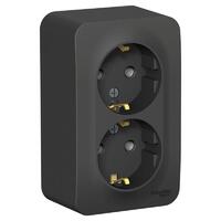 Розетка 2-м ОП Blanca 16А IP20 250В с заземл. без защ. шторок антрацит SE BLNRA010206 - УПС инжиниринг