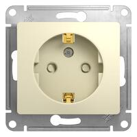 Розетка 1-м СП Glossa 16А IP20 с заземл. защ. шторки механизм беж. SE GSL000245 - УПС инжиниринг