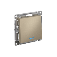 Выключатель 1-кл. СП AtlasDesign 10А IP20 (сх. 1а) 10AX с подсветкой механизм шампань SE ATN000513 - УПС инжиниринг