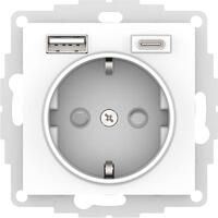 Розетка AtlasDesign 16А с 2-мя заряд. устройствами USB тип A+C 5В/2.4А 2х5В/1.2А механизм бел. SE ATN000132 - УПС инжиниринг