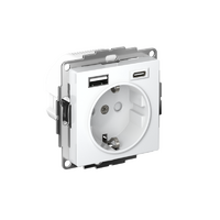 Розетка AtlasDesign 16А с 2-мя заряд. устройствами USB тип A+C 5В/2.4А 2х5В/1.2А механизм бел. SE ATN000132 - УПС инжиниринг