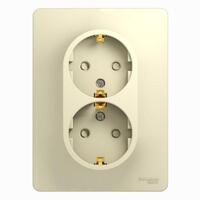 Розетка 2-м СП Glossa 16А IP20 с заземл. защ. шторки в сборе беж. SE GSL000226 - УПС инжиниринг
