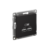 Розетка USB AtlasDesign тип A+A 5В 1х2.1А 2х1.05А механизм карбон SE ATN001033 - УПС инжиниринг