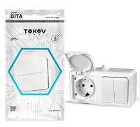 Блок ОП Dita (розетка 16А 250В с заземл. + 2-кл. выкл. 10А) IP54 бел. TOKOV ELECTRIC TKL-DT-V2RZ-C01-IP54 - УПС инжиниринг