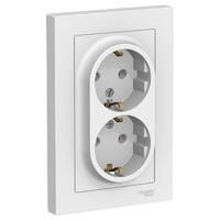 Розетка 2-м СП AtlasDesign 16А IP20 с заземл. в сборе бел. SE ATN000124 - УПС инжиниринг