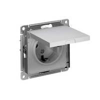 Розетка 1-м СП AtlasDesign 16А IP20 с заземл. защ. шторки с крышкой механизм алюм. SE ATN000346 - УПС инжиниринг