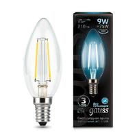 Лампа светодиодная филаментная Black Filament 9Вт свеча 4100К нейтр. бел. E14 710лм GAUSS 103801209 - УПС инжиниринг