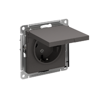 Розетка AtlasDesign 16А IP20 с заземл. защ. шторки с крышкой механизм базальт SE ATN001446 - УПС инжиниринг