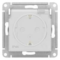 Розетка 1-м СП AtlasDesign Aqua 16А IP44 с заземл. защ. шторки с крышкой механизм бел. SE ATN440146 - УПС инжиниринг