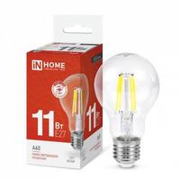 Лампа светодиодная LED-A60-deco 11Вт грушевидная прозрачная 4000К нейтр. бел. E27 1160лм 230В IN HOME 4690612026145 - УПС инжиниринг