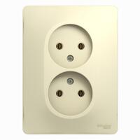 Розетка 2-м СП Glossa 16А IP20 без заземл. беж. SE GSL000220 - УПС инжиниринг