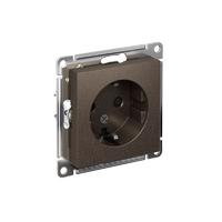 Розетка 1-м СП AtlasDesign 16А IP20 с заземл. защ. шторки механизм мокко SE ATN000645 - УПС инжиниринг