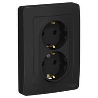 Розетка 2-м СП Blanca 16А IP20 250В с заземл. без защ. шторок антрацит SE BLNRS001026 - УПС инжиниринг